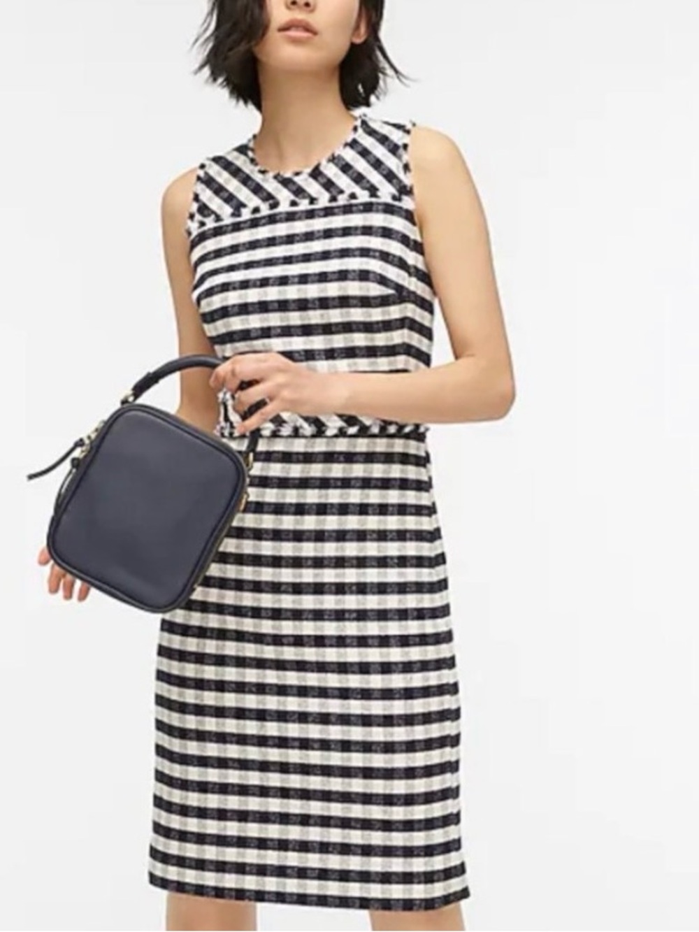 J. Crew Navy and White Gingham Dress size 14